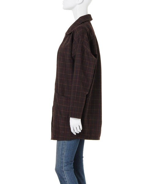 Ungrid（アングリッド）の「【Casual】チェックドルマンコート（ジャケット/アウター・レディース・グレー/ブラウン・S/M）」の4枚目の写真