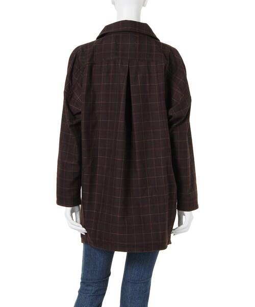 Ungrid（アングリッド）の「【Casual】チェックドルマンコート（ジャケット/アウター・レディース・グレー/ブラウン・S/M）」の5枚目の写真