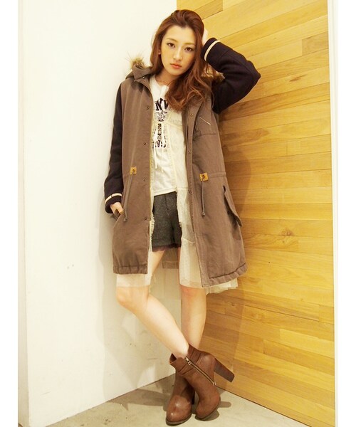 Ungrid(アングリッド)の「《andGIRL/中村アンサン着用・sweet/紗栄子サン着用》【Casual】MIXミリタリーコート(ジャケット/アウター・レディース・カーキ・S/M)」の6枚目の写真