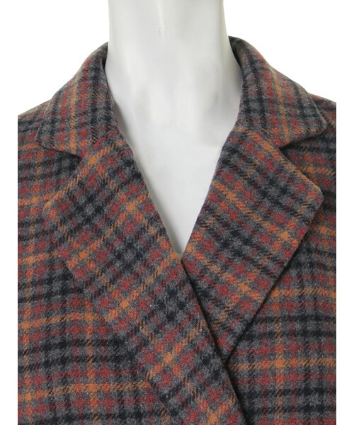 Ungrid（アングリッド）の「【Casual】チェックチェスターコート（ジャケット/アウター・レディース・ネイビー/ブラウン・S/M）」の6枚目の写真