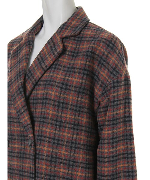 Ungrid（アングリッド）の「【Casual】チェックチェスターコート（ジャケット/アウター・レディース・ネイビー/ブラウン・S/M）」の7枚目の写真