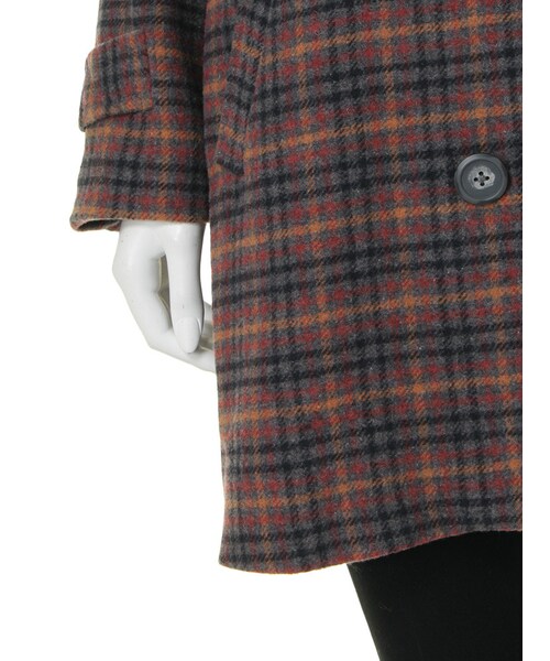 Ungrid（アングリッド）の「【Casual】チェックチェスターコート（ジャケット/アウター・レディース・ネイビー/ブラウン・S/M）」の9枚目の写真