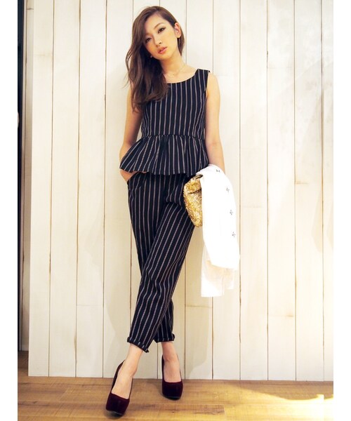 Ungrid(アングリッド)の「レジメンタルストライプ パンツ(パンツ・レディース・グレー・S/M)」の1枚目の写真