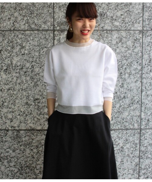 ADAM ET ROPE'（アダムエロペ）の「【先行予約】リブ透け接結プルオーバー　15SS 【春の新作】（ニット・レディース・グレー/ホワイト・38）」の8枚目の写真