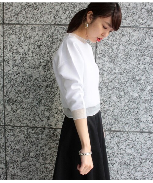 ADAM ET ROPE'（アダムエロペ）の「【先行予約】リブ透け接結プルオーバー　15SS 【春の新作】（ニット・レディース・グレー/ホワイト・38）」の7枚目の写真