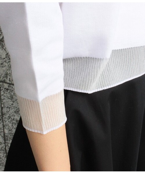 ADAM ET ROPE'（アダムエロペ）の「【先行予約】リブ透け接結プルオーバー　15SS 【春の新作】（ニット・レディース・グレー/ホワイト・38）」の6枚目の写真