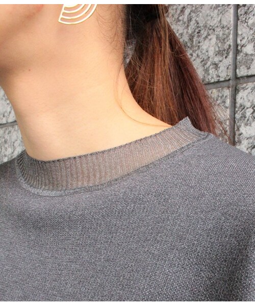 ADAM ET ROPE'（アダムエロペ）の「【先行予約】リブ透け接結プルオーバー　15SS 【春の新作】（ニット・レディース・グレー/ホワイト・38）」の5枚目の写真