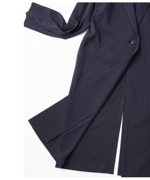 ADAM ET ROPE'（アダムエロペ）の「【先行予約】ピンストジョーゼットチェスターコート　15SS【春の新作】（ジャケット・レディース・ベージュ/ネイビー・36/38）」の9枚目の写真