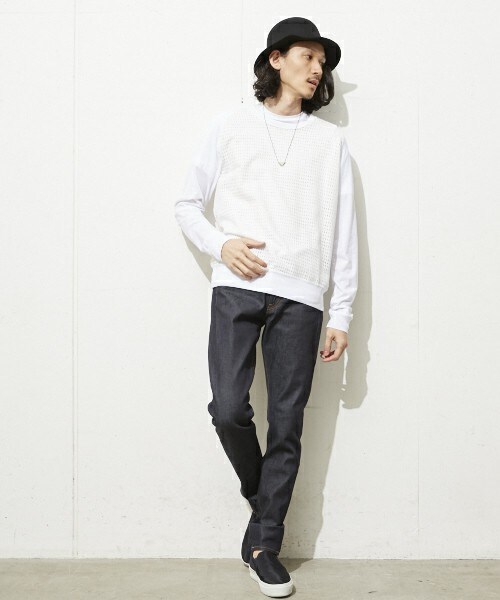 DIET BUTCHER（ダイエットブッチャー）の「DIET BUTCHER SLIM SKIN メッシュプルオーバー（Tシャツ/カットソー・メンズ・ホワイト/ブラック・2）」の10枚目の写真