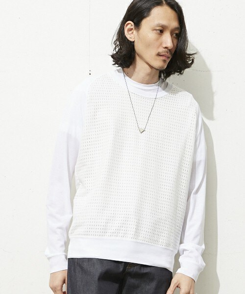 DIET BUTCHER（ダイエットブッチャー）の「DIET BUTCHER SLIM SKIN メッシュプルオーバー（Tシャツ/カットソー・メンズ・ホワイト/ブラック・2）」の2枚目の写真