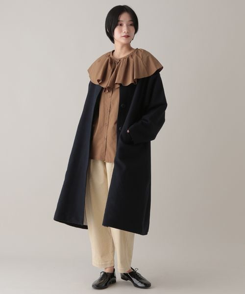 極美品 ARTS&SCIENCE 17SS リネンノーカラーコート 1 ブラック studio CLIP（スタディオクリップ）の「《natural by clip》ウール