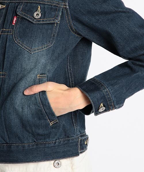 DOUBLE NAME（ダブルネーム）の「ショート丈Gジャン（ジャケット/アウター・レディース・ブルー/オフシロ/柄A・FREE）」の7枚目の写真