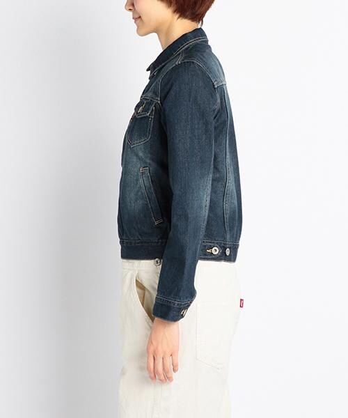 DOUBLE NAME（ダブルネーム）の「ショート丈Gジャン（ジャケット/アウター・レディース・ブルー/オフシロ/柄A・FREE）」の4枚目の写真