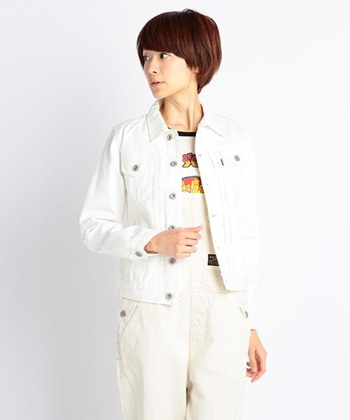 DOUBLE NAME（ダブルネーム）の「ショート丈Gジャン（ジャケット/アウター・レディース・ブルー/オフシロ/柄A・FREE）」の2枚目の写真