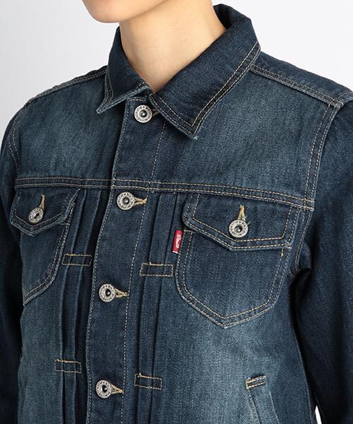 DOUBLE NAME（ダブルネーム）の「ショート丈Gジャン（ジャケット/アウター・レディース・ブルー/オフシロ/柄A・FREE）」の6枚目の写真