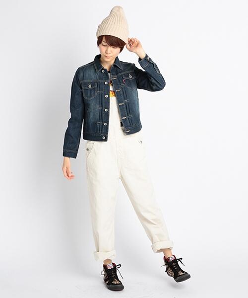 DOUBLE NAME（ダブルネーム）の「ショート丈Gジャン（ジャケット/アウター・レディース・ブルー/オフシロ/柄A・FREE）」の9枚目の写真