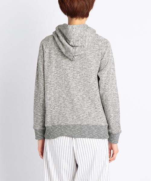 DOUBLE NAME（ダブルネーム）の「ボタン付きボリューム衿パーカー（トップス・レディース・ブルー/チャコールグレー/オフシロ・FREE）」の5枚目の写真