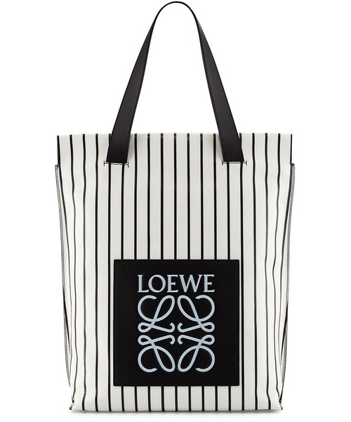 Loewe,Loewe Striped North-South Shopper Bag, Black/White - WEAR