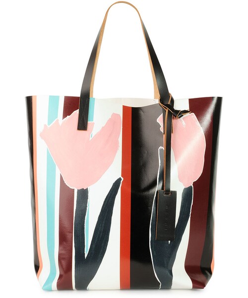 Marni Tulip-Print PVC Shopping Bag, Multi