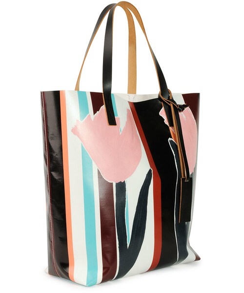 Marni Tulip-Print PVC Shopping Bag, Multi