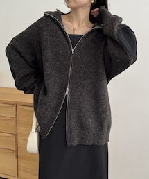 CAPRICIEUX LE'MAGE | エルボーパッチジップニット(カーディガン/ボレロ)