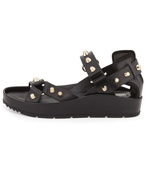 BALENCIAGA（バレンシアガ）の「Balenciaga Studded Flat Leather Sandal, Noir（サンダル・レディース・NOIR・39.0B/9.0B/38.0B/8.0B/36.0B/6.0B/35.0B/5.0B/41.0B/11.0B/39.5B/9.5B/38.5B/8.5B/40.0B/10.0B）」の2枚目の写真