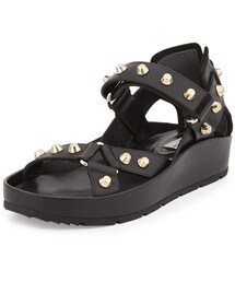 BALENCIAGA | Balenciaga Studded Flat Leather Sandal, Noir(サンダル)