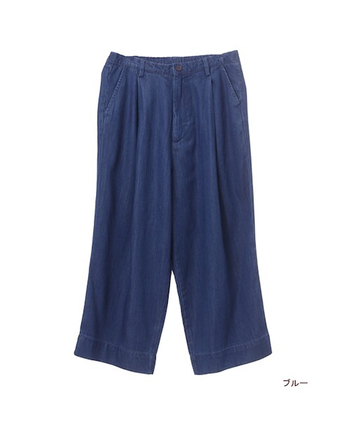 w closet(ダブルクローゼット)の「【予約】6.9ozデニムワイドクロップドパンツ(パンツ・レディース・ブルー/ワンウォッシュ・FREE)」の2枚目の写真