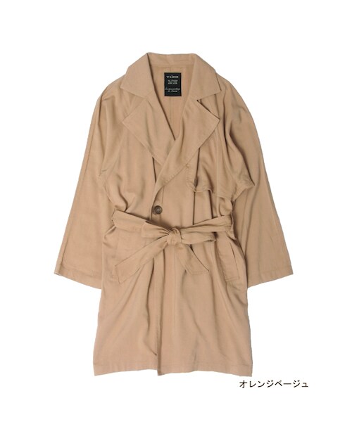 w closet(ダブルクローゼット)の「【予約】ツイルダブルトレンチ風コート(トップス・レディース・サンドベージュ/オレンジベージュ・FREE)」の3枚目の写真