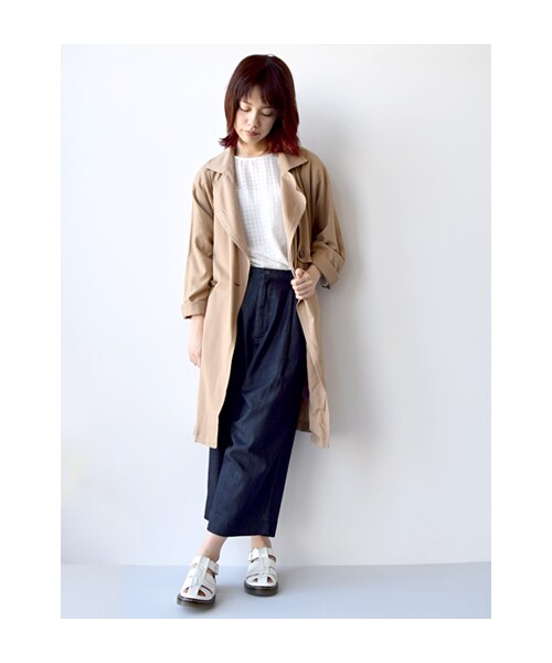 w closet(ダブルクローゼット)の「【予約】ツイルダブルトレンチ風コート(トップス・レディース・サンドベージュ/オレンジベージュ・FREE)」の11枚目の写真