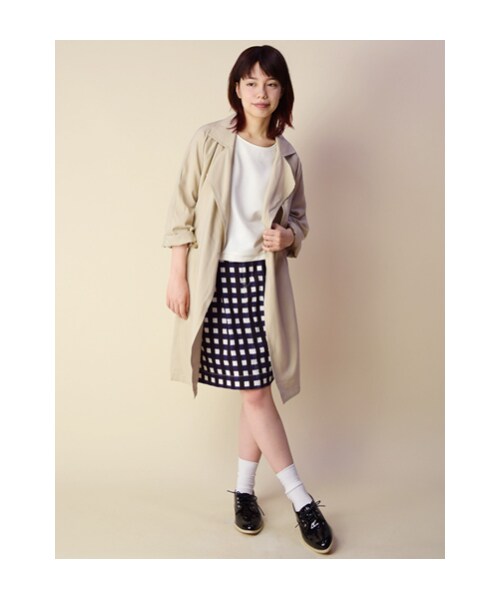 w closet(ダブルクローゼット)の「【予約】ツイルダブルトレンチ風コート(トップス・レディース・サンドベージュ/オレンジベージュ・FREE)」の10枚目の写真