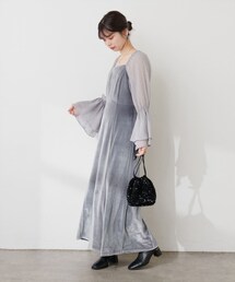 natural couture | osono観劇ベロア×ラメシフォンワンピース(ワンピース/ドレス)