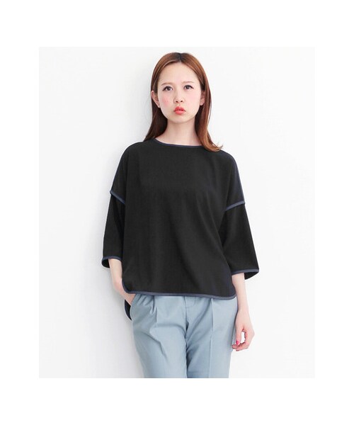 KBF（ケイビーエフ）の「パイピングデザインプルオーバー（トップス・レディース・BLK×NVY/NVY×GRN/OFF×MINT・one）」の4枚目の写真