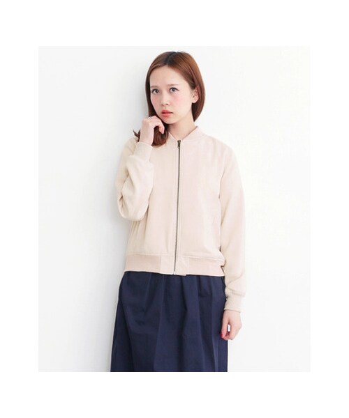 KBF（ケイビーエフ）の「ベーシックブルゾン（ジャケット/アウター・レディース・PINK/BEIGE/BLACK・one）」の4枚目の写真