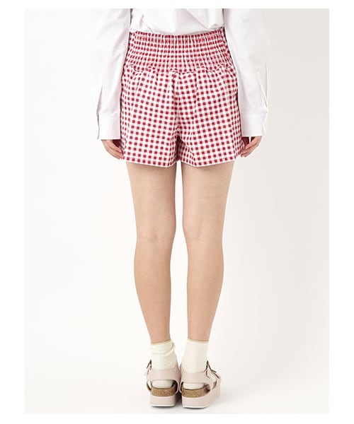 E hyphen world gallery（イーハイフンワールドギャラリー）の「Junior リボンポケットギンガムショートパンツ（ショートパンツ・レディース・ブラック/レッド/ネイビー・XS/S/M）」の6枚目の写真