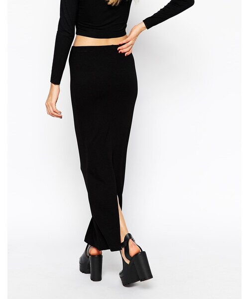 asos（エイソス）の「ASOS Maxi Pencil Skirt In Rib（スカート・レディース・black・US 6/US 0/US 10/US 4/US 12/US 8/US 14/US 2）」の2枚目の写真