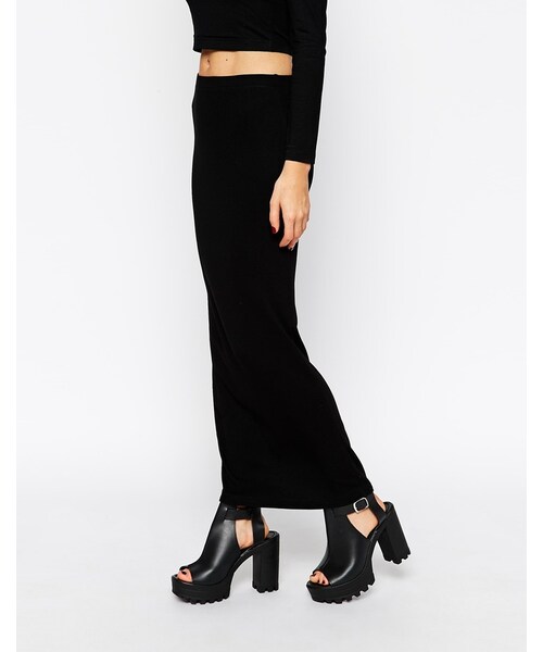 asos（エイソス）の「ASOS Maxi Pencil Skirt In Rib（スカート・レディース・black・US 6/US 0/US 10/US 4/US 12/US 8/US 14/US 2）」の4枚目の写真