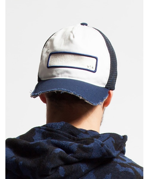 wjk（ダヴルジェイケイ）の「cut-off mesh cap（帽子・メンズ・white x navy/white×black/black x black・F）」の5枚目の写真