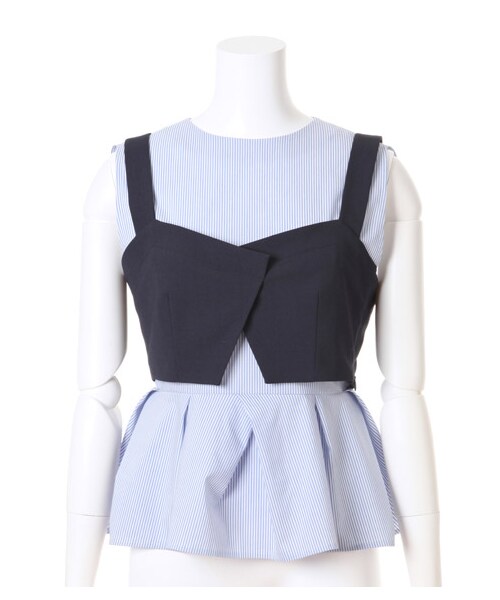 SNIDEL（スナイデル）の「ビスチェコンビトップス（ビスチェ・レディース・WHT/NVY/GRY・0/1）」の2枚目の写真