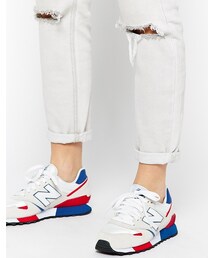 NEW BALANCE | New Balance 446 White & Red Suede Mix Trainers(スニーカー)