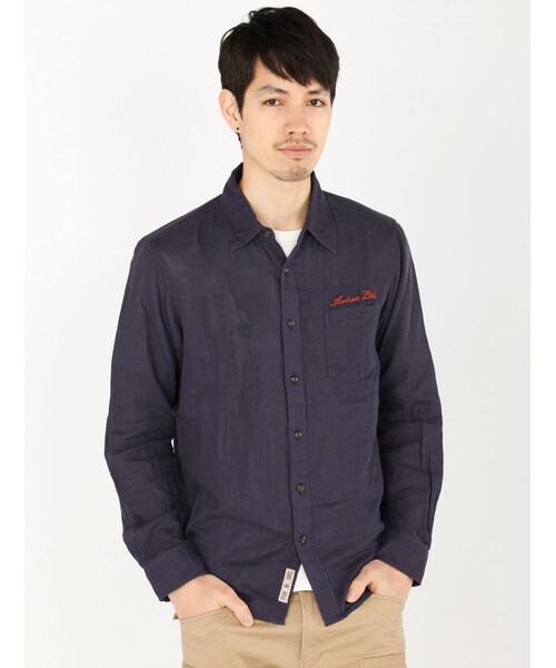 AVIREX（アヴィレックス）の「DS L/S DOUBLE GAUZE（トップス・メンズ・PINK/NAVY/WHITE/SACKS・M/L/XL/XXL）」の10枚目の写真