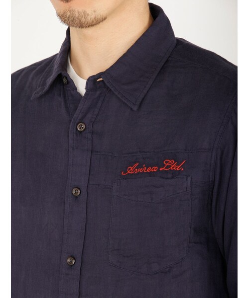 AVIREX（アヴィレックス）の「DS L/S DOUBLE GAUZE（トップス・メンズ・PINK/NAVY/WHITE/SACKS・M/L/XL/XXL）」の13枚目の写真