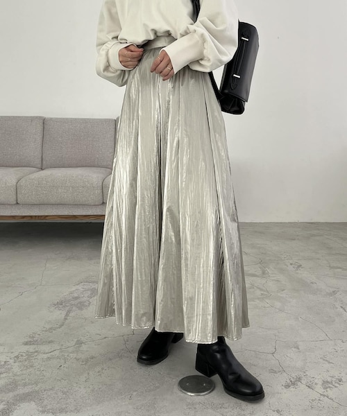 メタリックギャザースカート