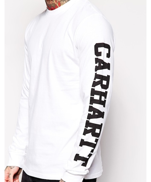 Carhartt（カーハート）の「Carhartt Long Sleeve College T-Shirt（Tシャツ/カットソー・メンズ・whiteblack・M-Chest 38-40"/XL-Chest 42-44"/L-Chest 40-42"/S-Chest 36-38"）」の3枚目の写真