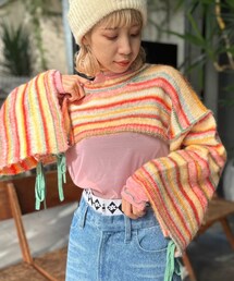 CIAOPANIC | 【11/10(金)12:00販売開始】【HELLO.SANFRANCISCO】プリントTEE付きマルチボーダーリボンニット(ニット/セーター)