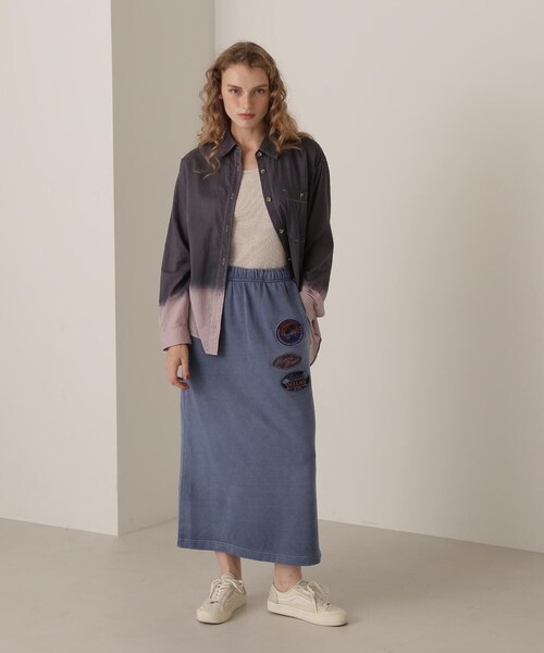 AVIREX（アヴィレックス）の「【先行予約 12月中旬-12月下旬入荷予定】FADE WASH WAPPEN SKIRT/フェイドウォッシュ ワッペンスカート（スカート・ブラック/ブルー/サンド・F）」の17枚目の写真
