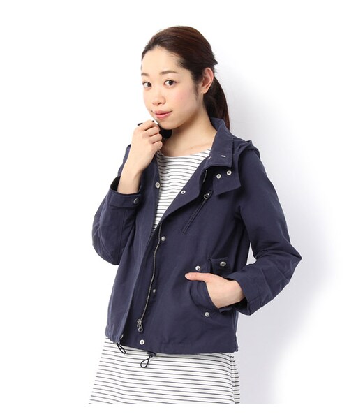 mysty woman（ミスティウーマン）の「フード付き比翼ジップアップブルゾン（ジャケット/アウター・レディース・グレー/ピンク/ライトグリーン/ネイビー・M）」の4枚目の写真