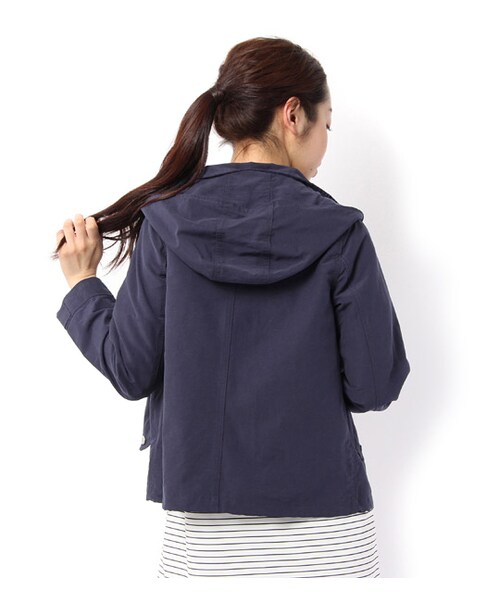 mysty woman（ミスティウーマン）の「フード付き比翼ジップアップブルゾン（ジャケット/アウター・レディース・グレー/ピンク/ライトグリーン/ネイビー・M）」の5枚目の写真