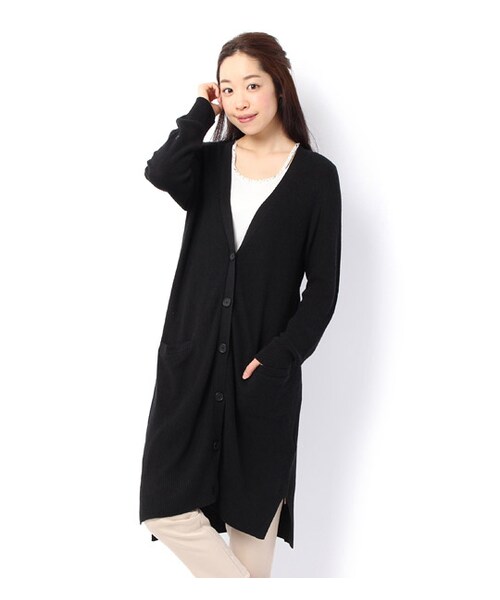 mysty woman(ミスティウーマン)の「裾スリット入りロングカーディガン(トップス・レディース・トップグレー/ネイビー/ブラック)」の12枚目の写真