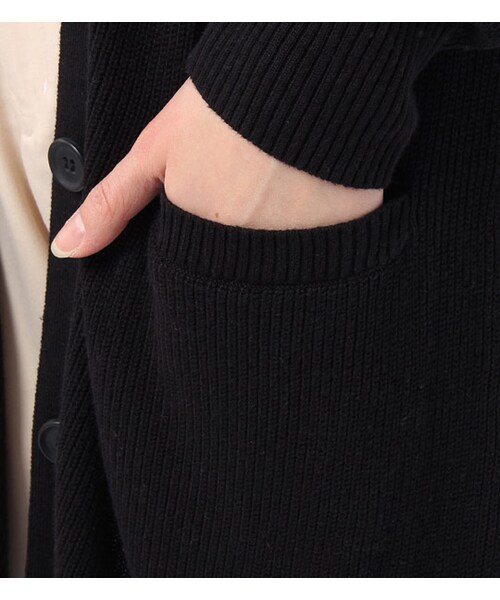 mysty woman(ミスティウーマン)の「裾スリット入りロングカーディガン(トップス・レディース・トップグレー/ネイビー/ブラック)」の9枚目の写真